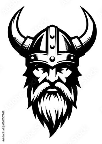 Viking Face Portrait with Fierce Warrior Expression and Norse Historical Style