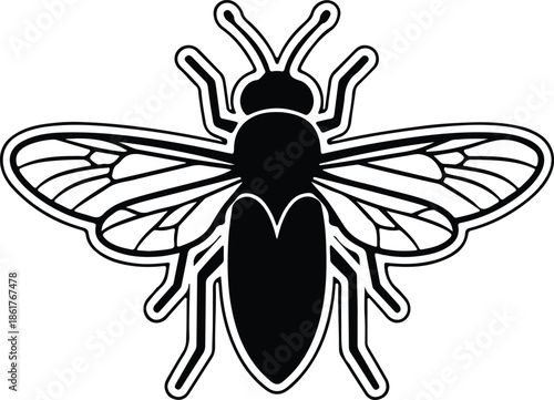 Silhouette Flying Honey Bee Insect Bug Icon Symbol Graphic Vector Illustration