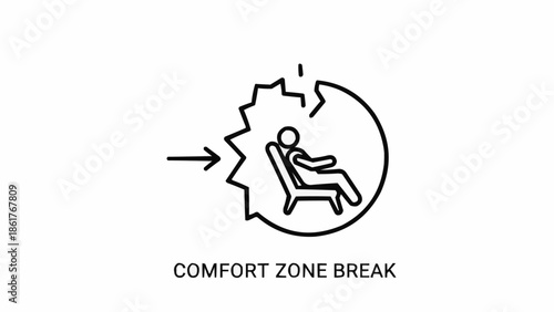 Comfort Zone Break Icon Representing Leaving Personal Space.