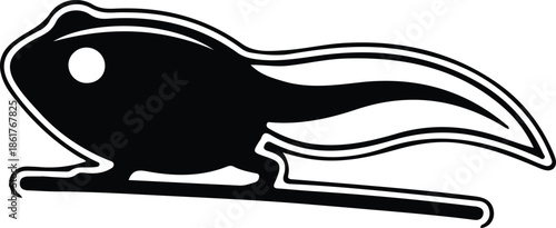 Silhouette Stylized Tadpole Aquatic Animal Symbol or Icon Vector Illustration
