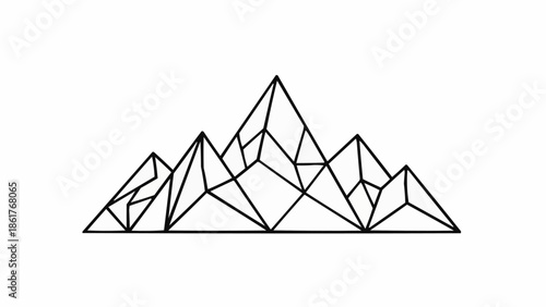 Geometric mountain range line art illustration.