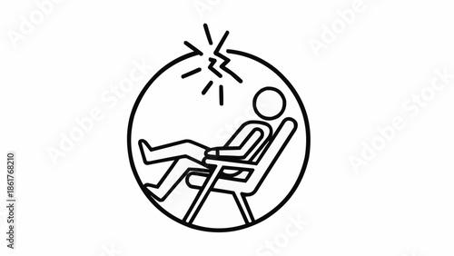 Person relaxing in a chair with a headache symbol above.