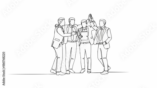 Teamwork success celebration with hands raised in unity.