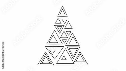 Abstract geometric pattern of triangles forming a tree shape.