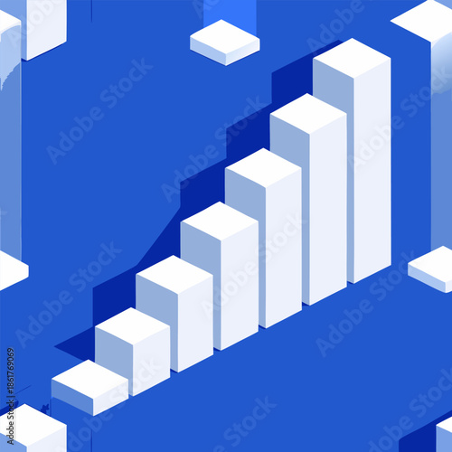 Abstract 3D Cubes on Blue Background Illustration