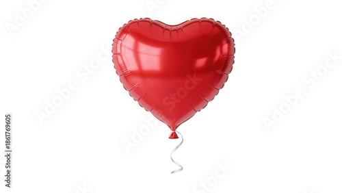Single red heart shaped balloon floating alone