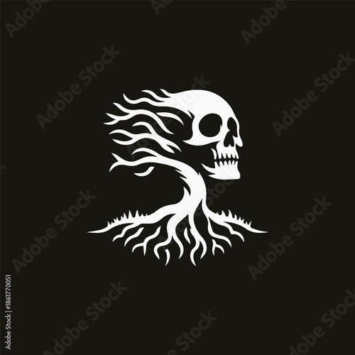 Skull Root Tree Logo