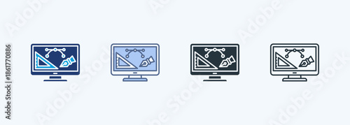 Online Course Design Multiple Style Icon Collection