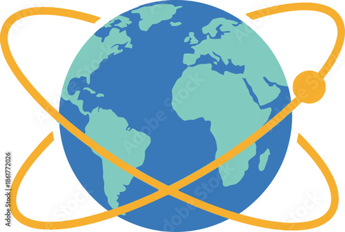 Globe with atomic structure, isolated on transparent background