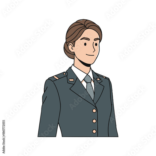 Smiling Woman in Military Uniform, Officer Portrait, Professional Service Woman