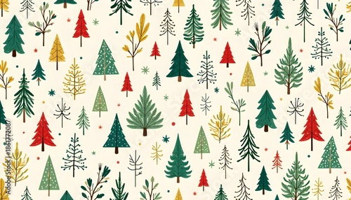 Festive Holiday Pattern with Bright Colors and Decorative Motifs