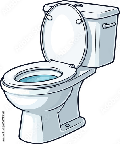 Commode Icon: Isolated Flush Toilet -Sanitary Restroom Fixture: White Porcelain Water Closet