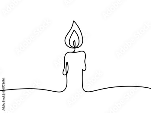 Minimalist Candle Line Art – Elegant Flame Illustration for Calm and Cozy Decor