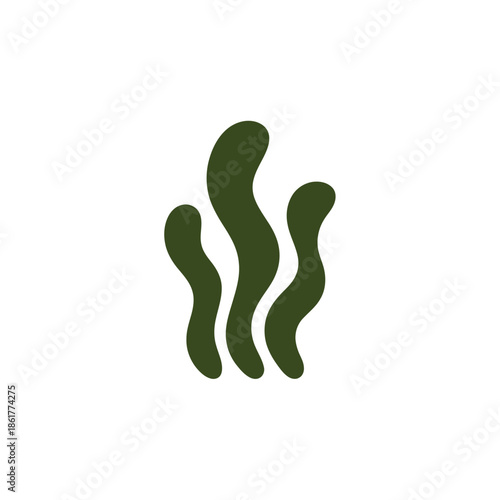 Abstract green shapes resembling seaweed or underwater plant life