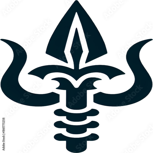 Symbolic Trident: A bold and striking illustration of a trident, exuding strength and command, the three-pronged weapon is a symbol of power.