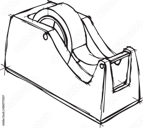 Desktop tape dispenser with roll