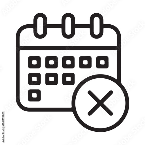 Calendar icon with a cross symbol indicating cancellation or no date