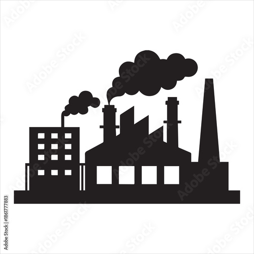 Silhouette Vector Illustration of a Polluted Factory