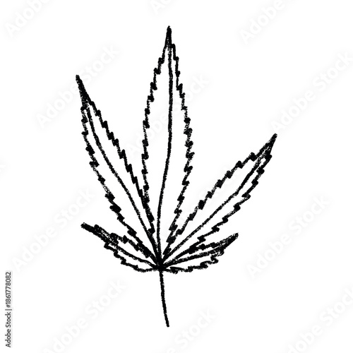 Hand drawn cannabis leaf Medicine marijuana Hemp leaves clipart in doodle style Single element for print, web, design, decor