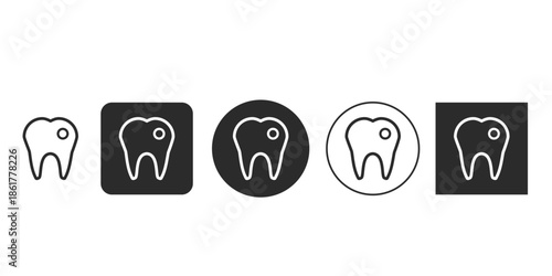 Dental filling or cavity icon vector graphic | Monochromatic tooth with decay sign illustration | Simple black and white icon set for dental health app | Tooth problem indicator symbol for dentistry