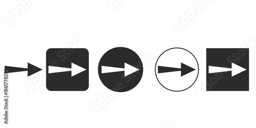 Login Sign In Forward Arrow Icons for UI Design| Entry Exit Button Vector Symbols| Right Pointing Directional Pointer Glyph Set| Monochromatic Navigation Clipart