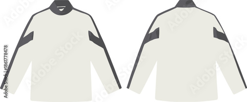 Front and back view long sleeve sports sweatshirt vector illustration for athletic fashion apparel design mockup isolated modern casual wear