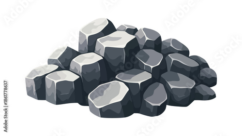 Cartoon illustration of a pile of gray polygonal rocks, isolated on white background.