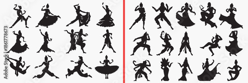 action people silhouette vector, dancing people black silhouettes, martial arts pose illustration set, fitness movement silhouette art, active human pose collection, sports action silhouette design, d