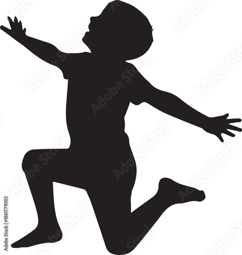 Child jumping with outstretched arms