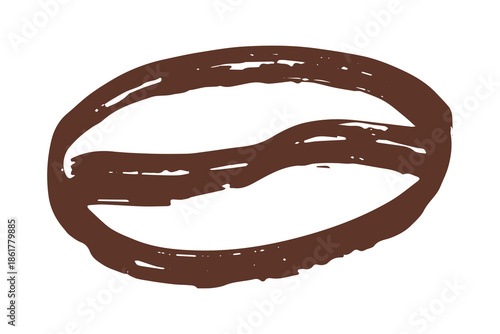Hand drawn fresh roasted coffee bean Arabica robusta seed doodle Single element for print, web, design, decor