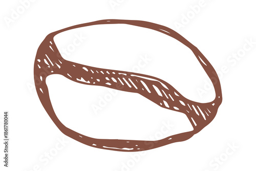 Hand drawn fresh roasted coffee bean Arabica robusta seed doodle Single element for print, web, design, decor
