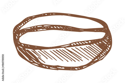 Hand drawn fresh roasted coffee bean Arabica robusta seed doodle Single element for print, web, design, decor