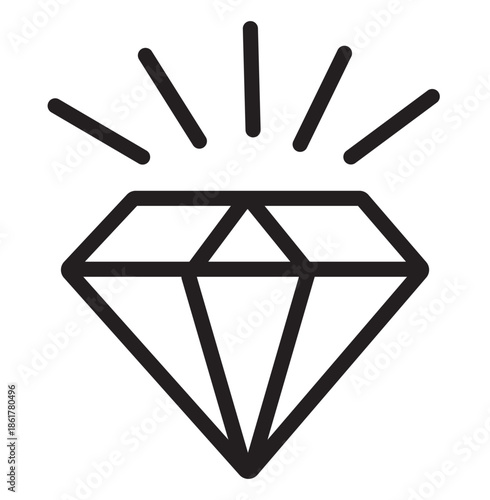 Sparkling diamond icon symbol clean line art. Vector illustration.
