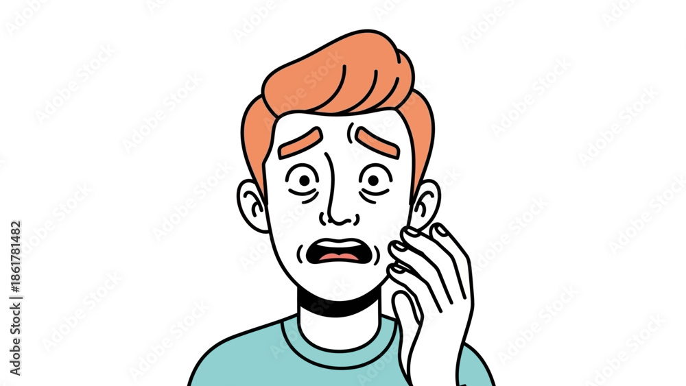 Obraz premium Cartoon Man with Shocked Expression 