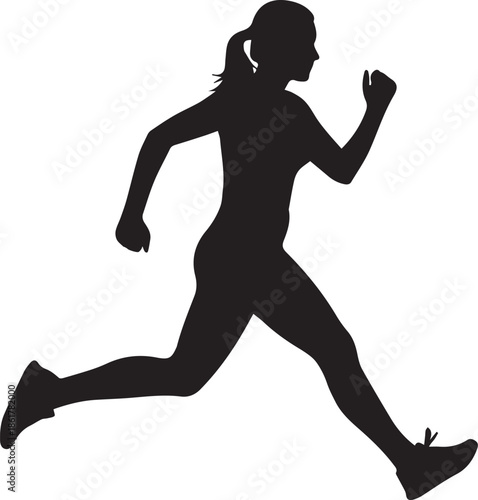 Silhouette of a woman running with arms pumping
