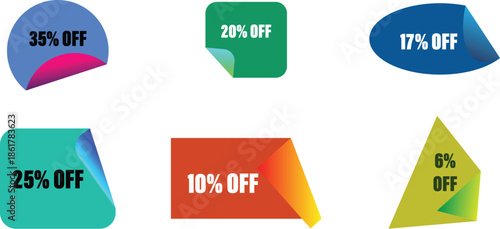 Discount labels and tags with percentage offers