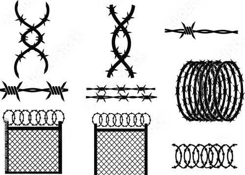 Various types and illustrations of barbed wire and fencing techniques