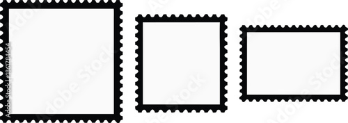 postage stamp frame border vector set with perforated edges in black