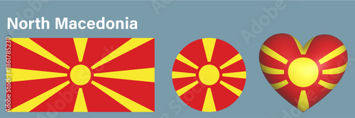 set North Macedonia flag icon vector illustration 