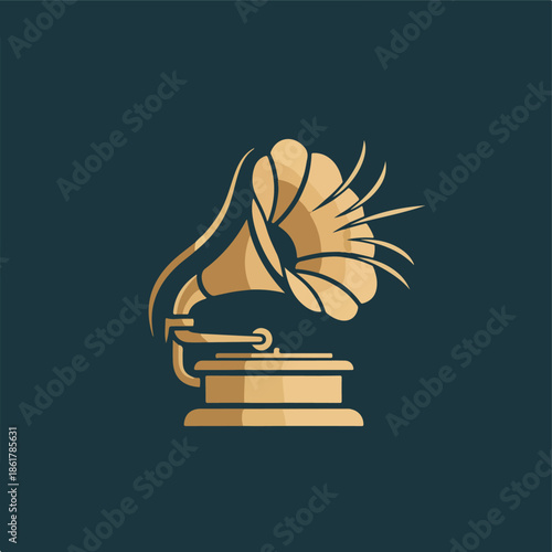 Wallpaper Mural Vintage Gramophone Musical Illustration Torontodigital.ca