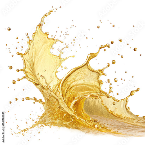 golden color splash ,isolated on transparent background png