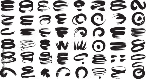 Collection of messy hand drawn lowercase english alphabet letters