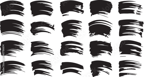 Collection of black brush strokes on white background
