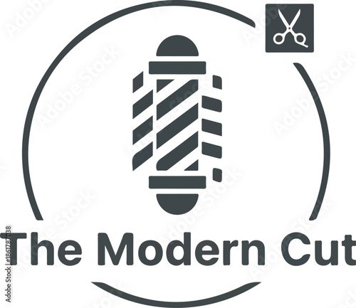 Wallpaper Mural Modern Barber Shop Logo with Pole and Scissors Torontodigital.ca