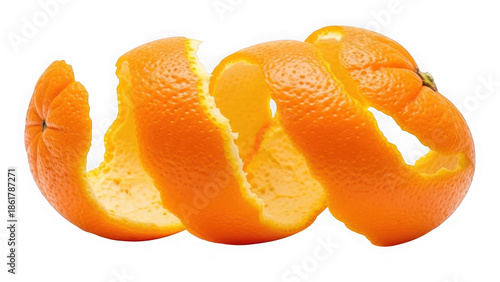Peeled orange segments on white background
