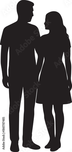 Adobe IlSilhouette of a loving couple standing close together, looking at each other with affectionlustrator Artwork