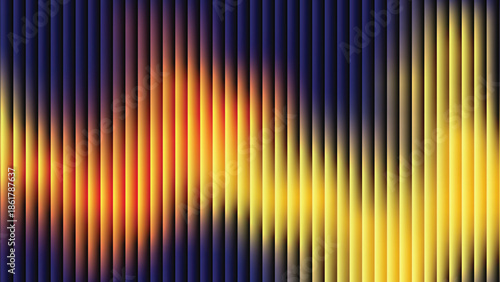 Glass ripple texture with dark gradient background and lilac light streaks. Futuristic distortion, moody abstract glow, reeded vertical blur. Vector illustration EPS