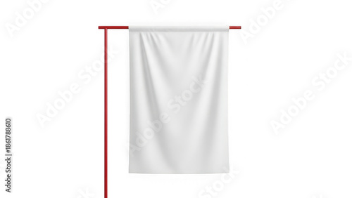 Blank white flag hanging on a pole