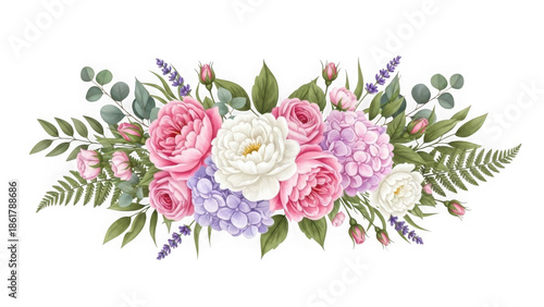 Elegant floral arrangement with roses and greenery