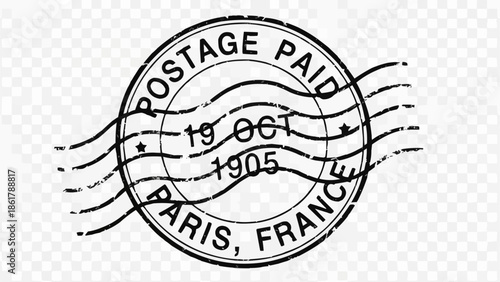 Vintage Postage Paid Stamp From Paris France Dated 1905.